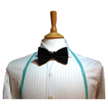Mens Bespoke shirts  Snow Big Stripe Fabric and Black Bow Tie